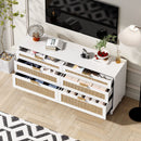 Rattan Dresser With 6 Drawers, Wooden Legs & Metal Handle