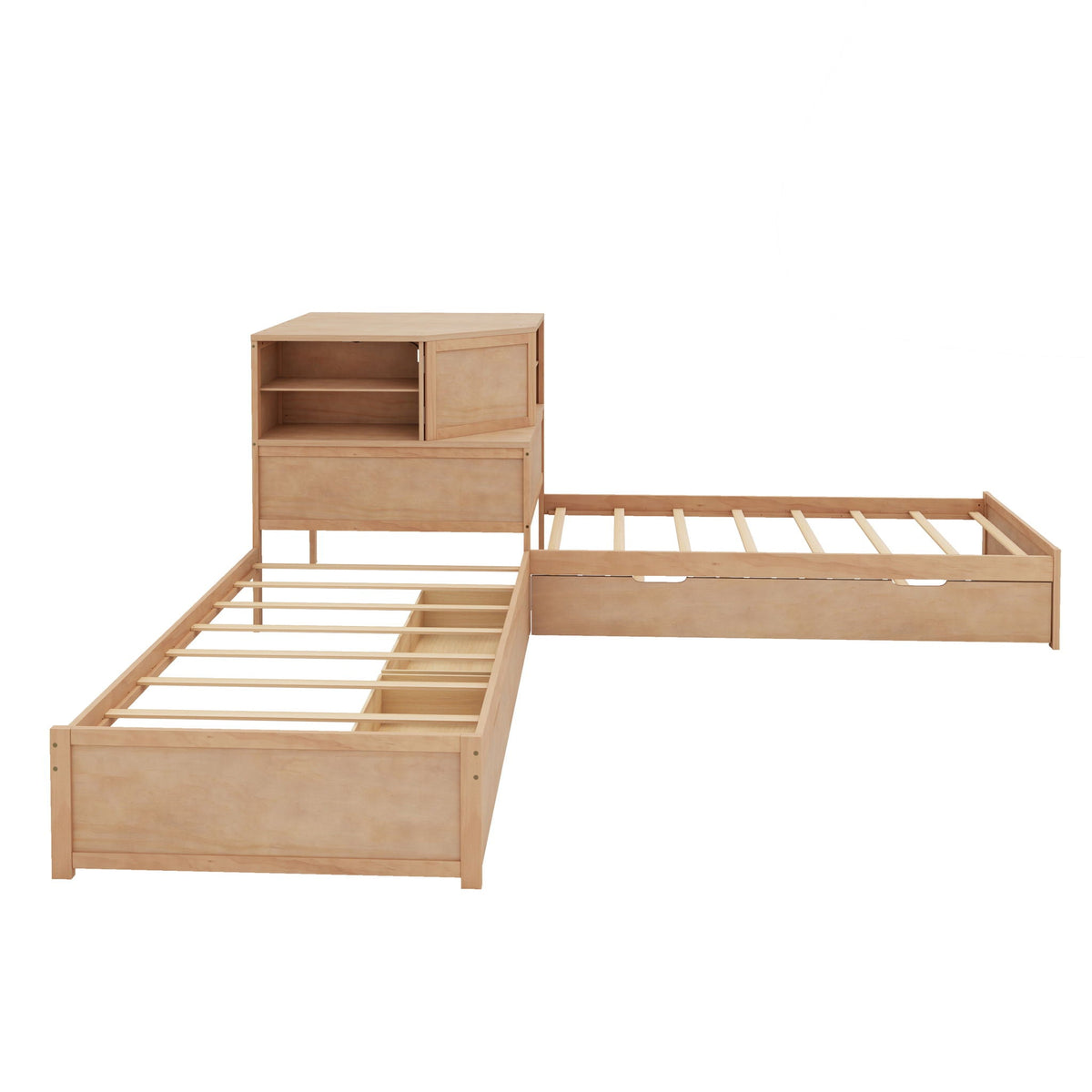 L-Shaped Bed Frame With Trundle, Built In Desk & LED Lighting, photo 5 of 31