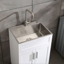 24" Stainless Steel Washing Sink With Faucet Hoses And Drain Head Only (Update) - Silver by HouseOfZazla