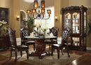 Vendome - Round Dining Table - Clear Glass Top & Cherry