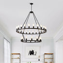 52 Inch Black Wagon Wheel Chandelier, 36-Lights