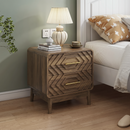 Walnut Wood Bedside Table with Double Drawers