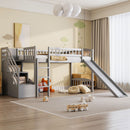 Loft Stairway Bed With 2 Drawers, Convertible Ladder And Slide by HouseOfZazla