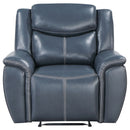 Brier - Upholstered Padded Arm Recliner Chair With Manual Recline And Pillowtop Arms - Blue