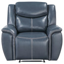 Brier - Upholstered Padded Arm Recliner Chair With Manual Recline And Pillowtop Arms - Blue by HouseOfZazla
