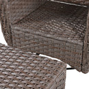 5 Pieces Outdoor Patio Furniture Set with Pet House Cool Bar and Retractable Side Tray, Rattan Wicker Patio Swivel Rocking Chairs Set of 2 with Ottomans for Backyard, Porch, Balcony, Beige