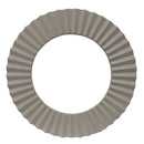 32 Inch Round Beveled Floating Wall Mirror with Corrugated Design Wooden Frame, Gray