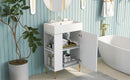 21.6" white Bathroom vanity, Combo Cabinet, Bathroom Storage Cabinet, Single Ceramic Vessel Sink, Left side storage