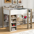 Loft Bed With Built In Storage Shelves, Clothes Rail, And Desk by HouseOfZazla