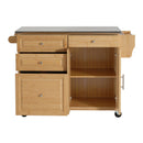 Indoor Bamboo Rolling Kitchen Island with Stainless Steel Top by HouseOfZazla