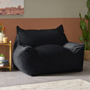 Allea - Velveteen Bean Bag Chair With Armrests - Midnight Blue by HouseOfZazla
