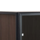 Modern Minimalist Tall Lighted Display Cabinet With Tempered Glass Door - Black / Dark Walnut by HouseOfZazla