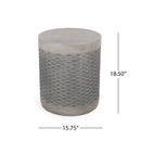 Outdoor Lightweight End Table Round Concrete - Natural by HouseOfZazla