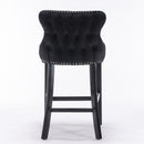 Contemporary Upholstered Wing-Back Barstools With Button Tufted Decoration And Wooden Legs, And Nailhead Trim, Leisure Style Bar Chairs, Bar Stools (Set of 2) by Unique Piece Furniture