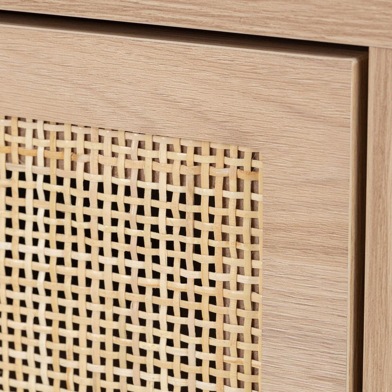 Set of 2 rectangle Rattan Bedside Table Nightstand with Drawer 2