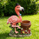 Outdoor Garden Sculpture Flamingo Flower Pot Planter