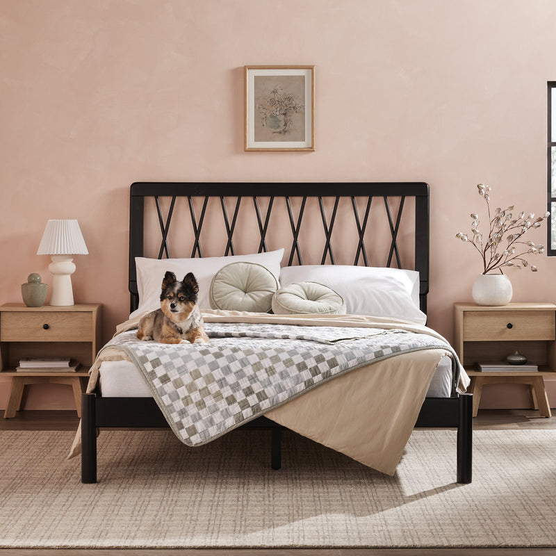 Cama X Spindle Mid-Century Modern Solid Wood Bed