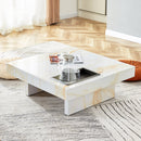 A modern and practical coffee table with imitation marble patterns, made of MDF material. The fusion of elegance and natural fashion 31.4"x 31.4"x 12 "