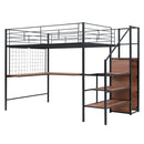 Loft Bed With Desk And Grid, Stylish Frame With Lateral Storage Ladder And Wardrobe by Unique Piece Furniture