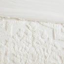 3 Piece Tufted Cotton Chenille Damask Comforter Set Off-White King/Cal King