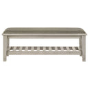 Franco Fabric Upholstered Bench with Shelf Distressed White