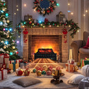 23 Inch Infrared Quartz Electric Fireplace Pinewood Log Heater with Adjustable Flame-Black by LJGDeals