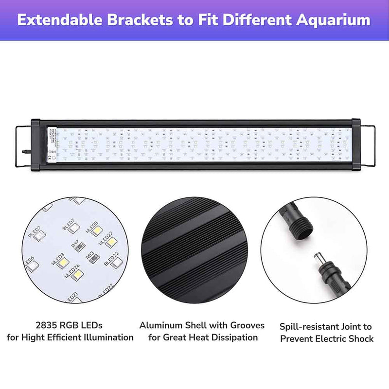 AquaBasik LED Aquarium Light with Timer RC RGBW 32-39"