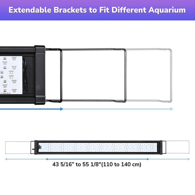 AquaBasik LED Aquarium Light with Timer RC RGBW 44-55"