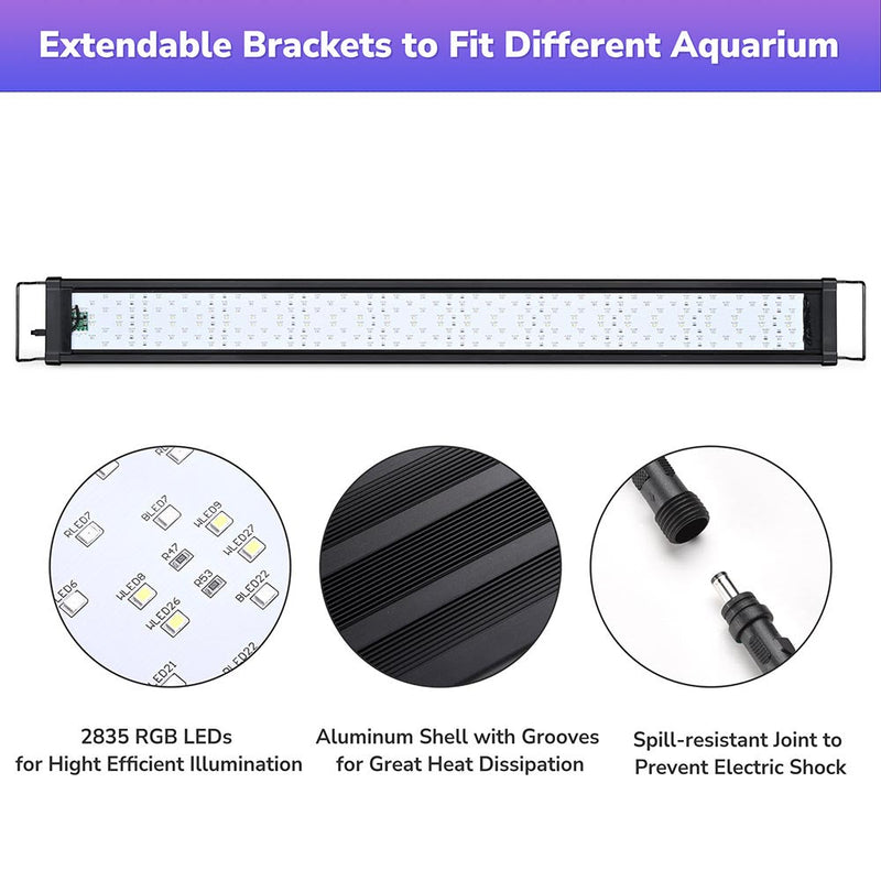 AquaBasik LED Aquarium Light with Timer RC RGBW 44-55"