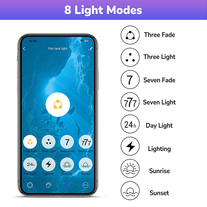 Yescom 24" Full Spectrum LED Aquarium Light APP WIFI for Plants & Fish