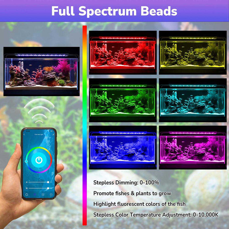 Yescom 24" Full Spectrum LED Aquarium Light APP WIFI for Plants & Fish