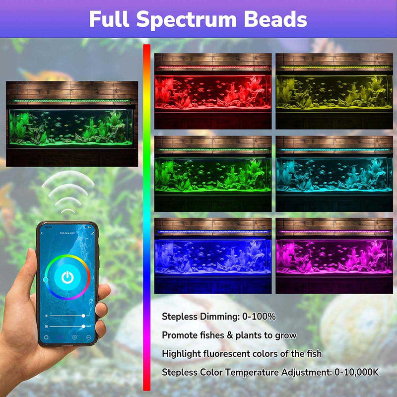 Yescom 48" Full Spectrum LED Aquarium Light APP WIFI for Plants & Fish