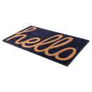 Cursive Hello Doormat Handwoven, Durable - Dark Blue