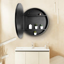 24 in. W x 24 in. H x 4.9 in. D Round Surface Mount Black Bathroom Medicine Cabinet with Mirror