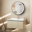 24 in. W x 24 in. H x 4.9 in. D Round Surface Mount Black Bathroom Medicine Cabinet with Mirror