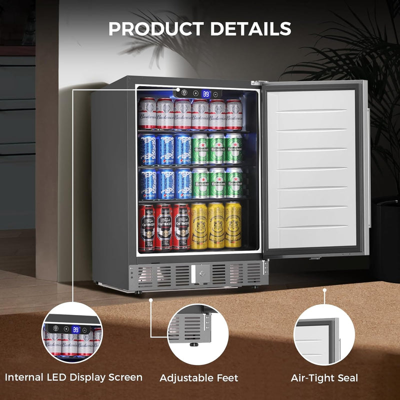 Under Counter Refrigerator, 24 Inch Double Drawer Beverage Fridge F58145