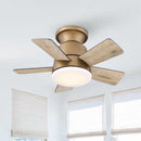 24" Farmhouse Flush Mount Reversible Iron Ceiling Fan with Lighting and Remote Control