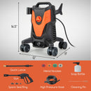 2400 PSI Electric Pressure Washer with 4 Universal Wheels-Green by DirectDeals