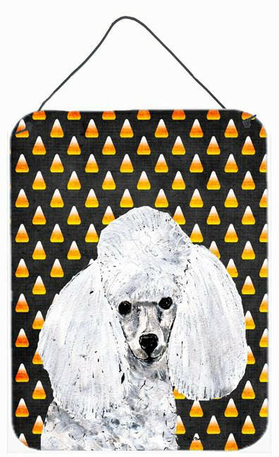 White Toy Poodle Candy Corn Halloween Wall or Door Hanging Prints SC9653DS1216