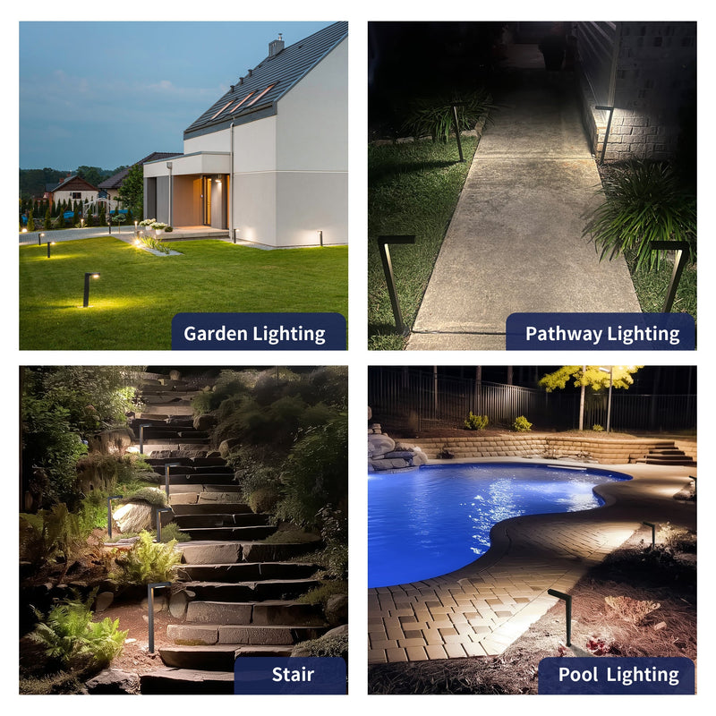 Gardenreet Solid Brass Low Voltage Landscape Path Light, 12V LED Outdoor Accent Pathway and Area Light(Modern L-shape 2404)