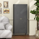Adjustable 2 Door Kitchen Pantry Cabinet With Striped Design