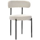 White Boucle Dining Chairs Set of 2,Mid-Century Modern Curved Backrest Chair,Round Upholstered Kitchen Chairs