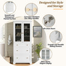 Freestanding Tall Bathroom Cabinet With Adjustable Shelves, Drawers, Soft Close Glass Doors by Unique Piece Furniture