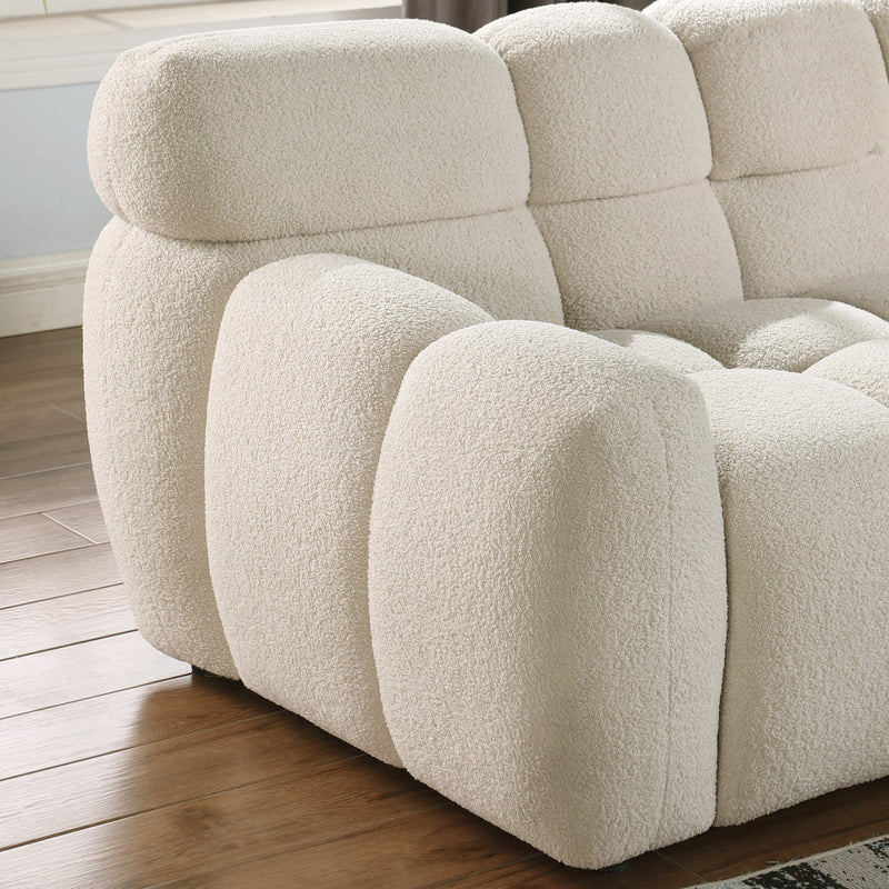 64.96 length, 35.83" deepth, human body structure for USA people, marshmallow sofa,boucle sofa, 2 seater, BEIGE BOUCLE