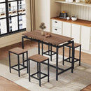 5-Piece Compact Bar Table Set with Table and Stools - Modern Industrial Design, Space-Saving Furniture for Dining Room and Breakfast Nook (Dark Brown)