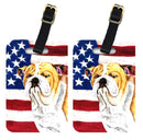USA American Flag with Bulldog English Luggage Tag