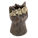 8.5x7.7x12.4" Magnesium Cat Statue Planter with Textured Finish by HouseOfZazla