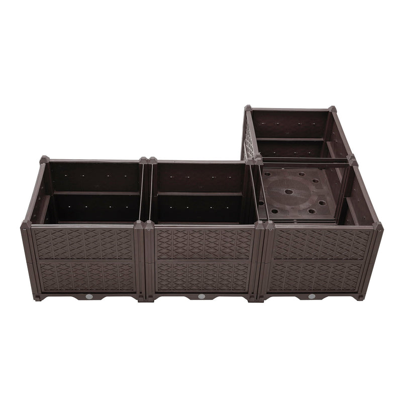 Indoor / Outdoor Rectangular Plastic Planting Box Kit For Vegetables, Herbs, Flowers & Succulents, Coffee, Polypropylene, 62.80" - Coffee, photo 3 of 10