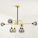 GobekUsa Modo Glass Suspension Light - Nordic 8-Head Chandelier in Gold Finish for Dining Room
