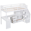Loft Bed With L Shaped Desk, Drawers, Cabinet, And Storage Staircase by HouseOfZazla